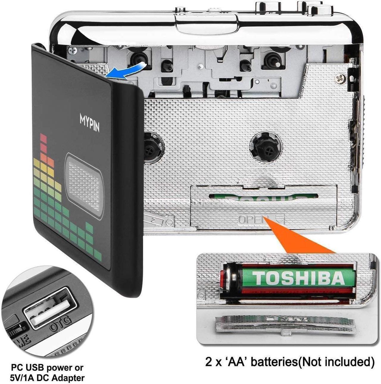 Alt view image 4 of 5 - Cassette to MP3 Converter, Portable Cassette Recorder Player, Audio Music Cassette Tape to Digital Converter Player with Earphone and 32GB USB Flash Drive