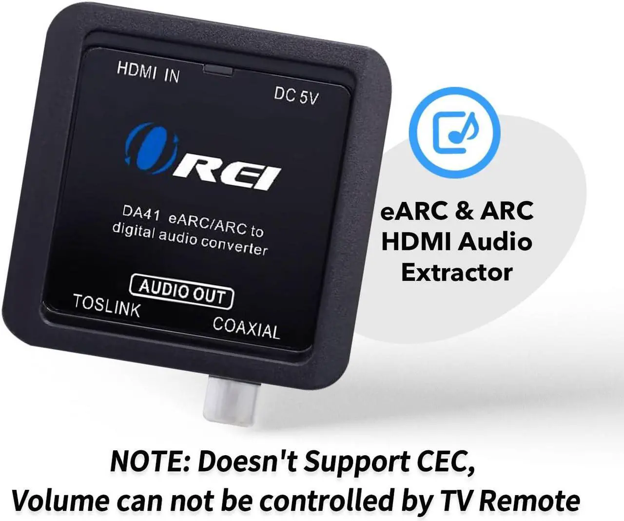 Alt view image 3 of 5 - OREI eARC/ARC HDMI to Optical/Coaxial Audio Extractor, - Supports Dolby 5.1 Channel, DTS 5.1, LPCM 2.0 Channel HDTV Soundbar Speaker Amplifier (DA41)