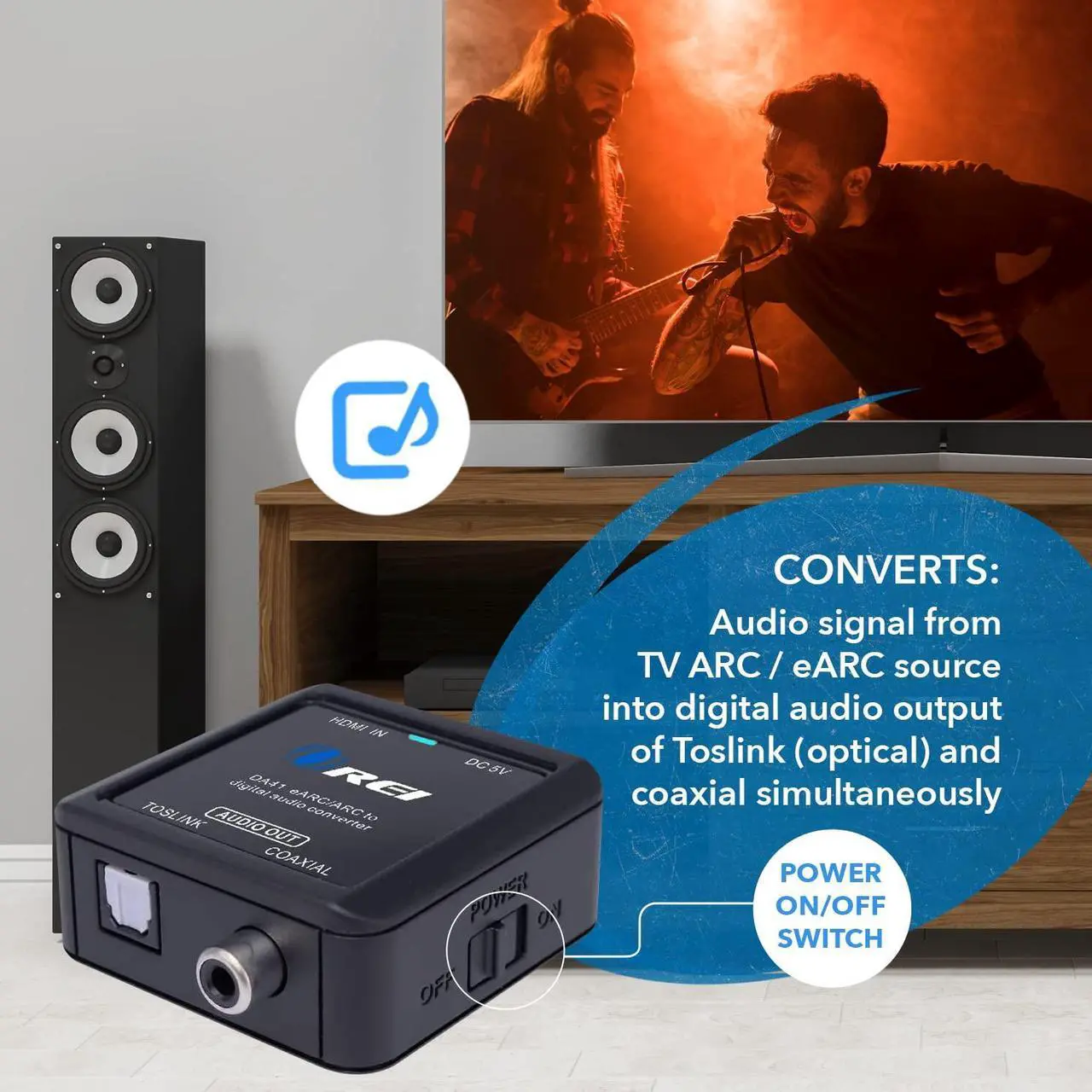 Alt view image 4 of 5 - OREI eARC/ARC HDMI to Optical/Coaxial Audio Extractor, - Supports Dolby 5.1 Channel, DTS 5.1, LPCM 2.0 Channel HDTV Soundbar Speaker Amplifier (DA41)