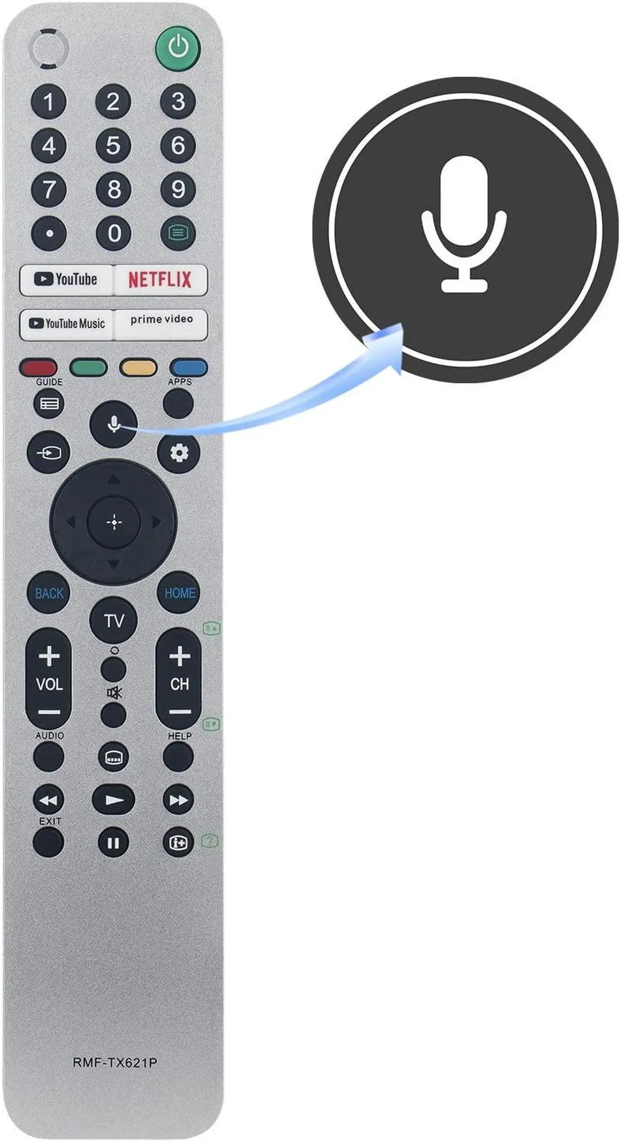 Main image of PerFascin RMF-TX621P Replacement Voice Remote Control fit for Sony TV RMFTX621P A80J A90J X80J X85J X90J X95J Z9J Series