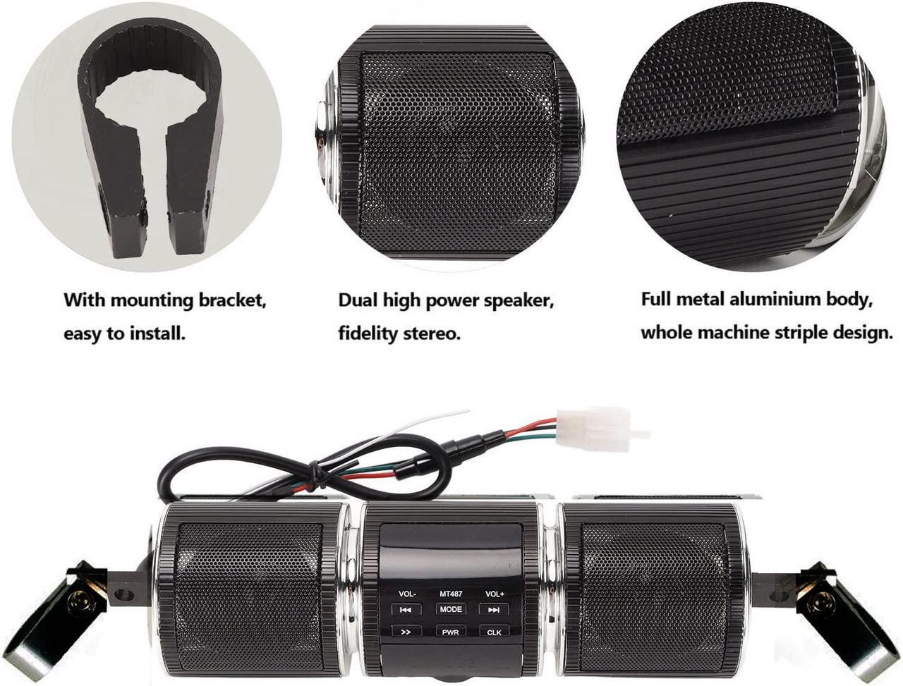 Alt view image 3 of 5 - Waterproof Bluetooth Motorcycle Stereo Speakers, Built in Installation Tool, Plug and Play, 10M Connections Distance, DC 12V Audio Sound System for 7/8 to 1.25 in Handlebars(Black)