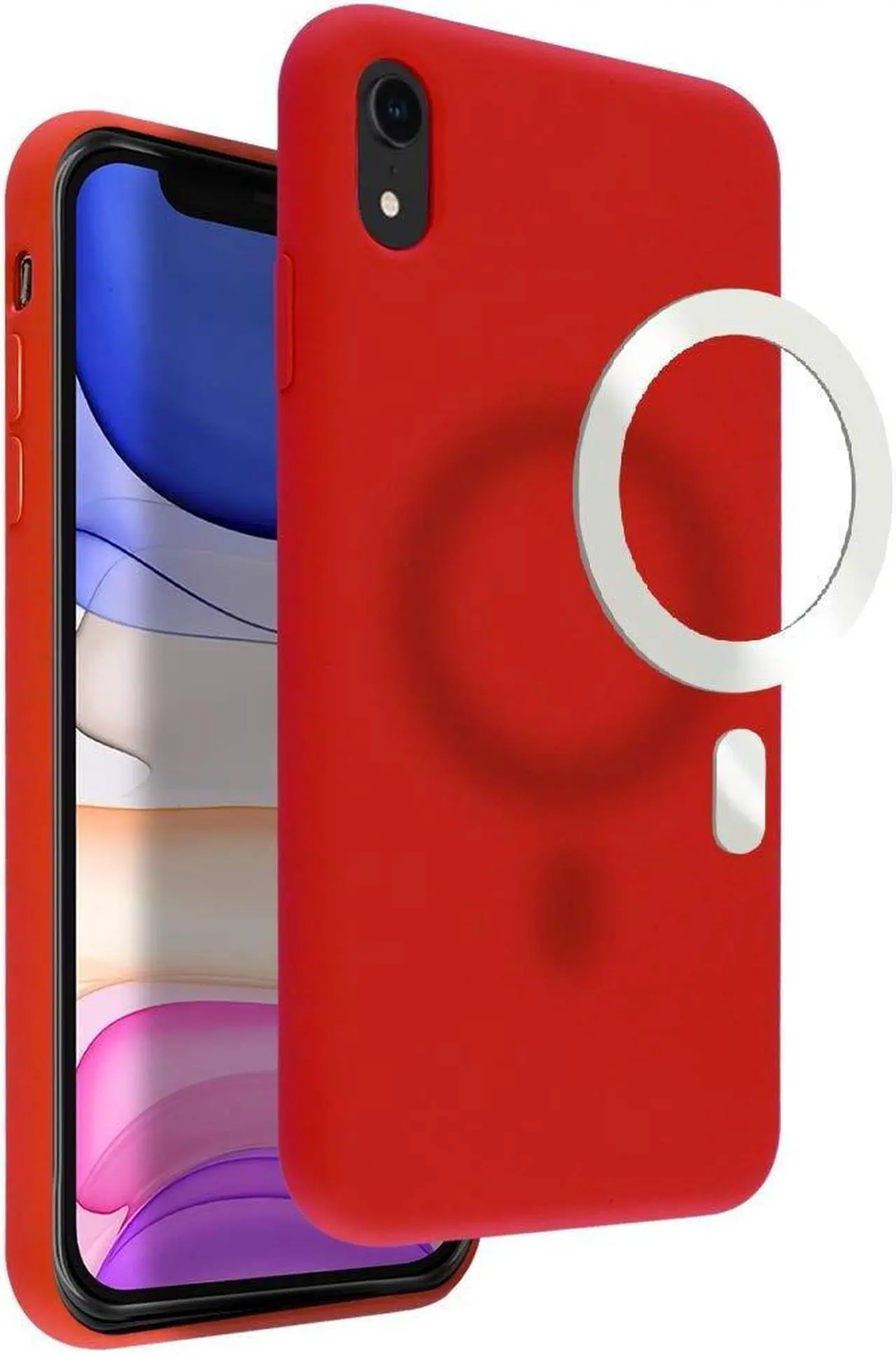 Main image of VECI iPhone XR Magnetic Case, Compatible with MagSafe Accessories, Soft Touch Silicone (iPhone XR, Red)
