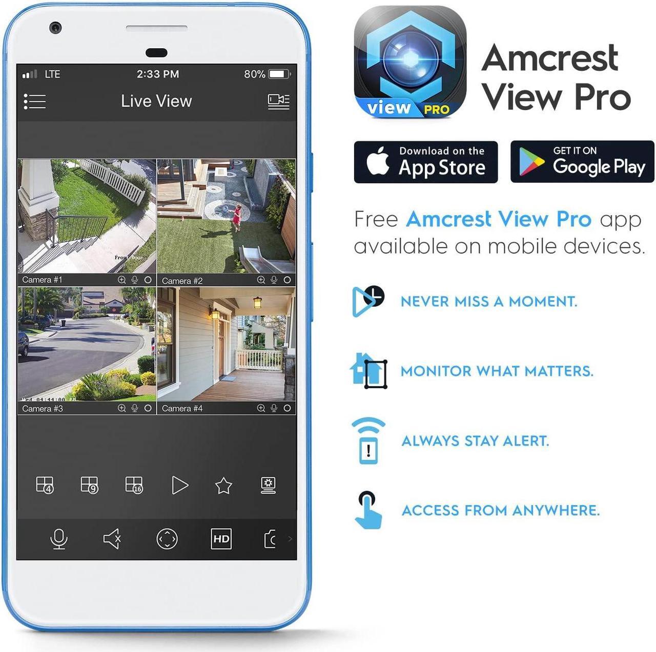 Alt view image 5 of 5 - Amcrest 2-Pack UltraHD 4K (8MP) Bullet POE IP Camera, 3840x2160, 98ft NightVision, 2.8mm Lens, IP67 Weatherproof, 105deg FOV, Supports up to 256GB MicroSD Recording, Black (2PACK-IP8M-2496EB-V2)
