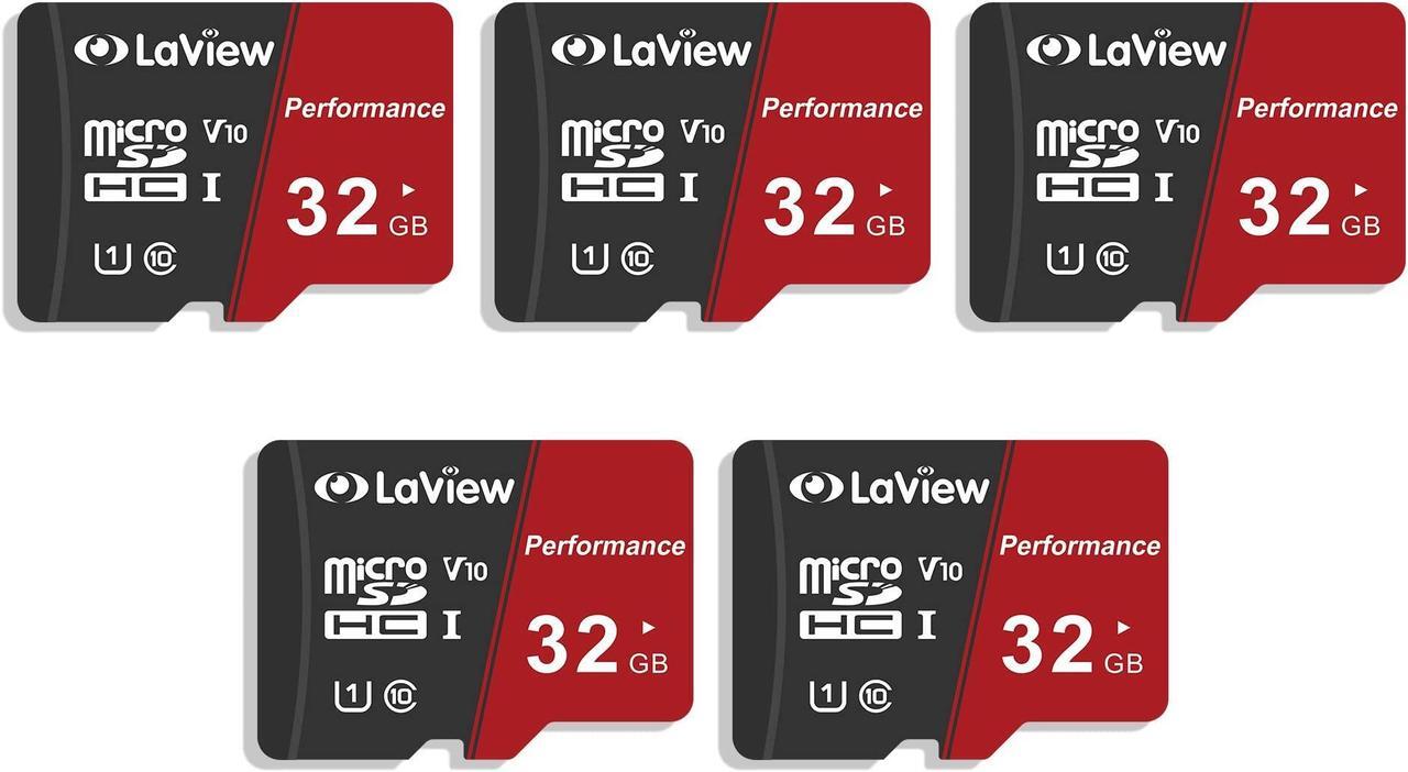 Main image of LaView 32GB Micro SD Card 5 Pack, Micro SDXC UHS-I Memory Card - 95MB/s,633X,U3,C10, Full HD Video V30, A1, FAT32, High Speed Flash TF Card P500 for Computer with Adapter/Phone/Tablet/PC