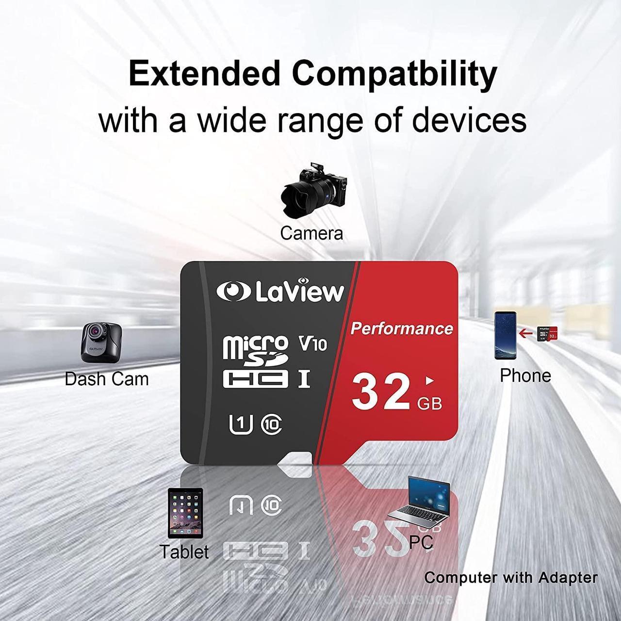 Alt view image 3 of 5 - LaView 32GB Micro SD Card 5 Pack, Micro SDXC UHS-I Memory Card - 95MB/s,633X,U3,C10, Full HD Video V30, A1, FAT32, High Speed Flash TF Card P500 for Computer with Adapter/Phone/Tablet/PC