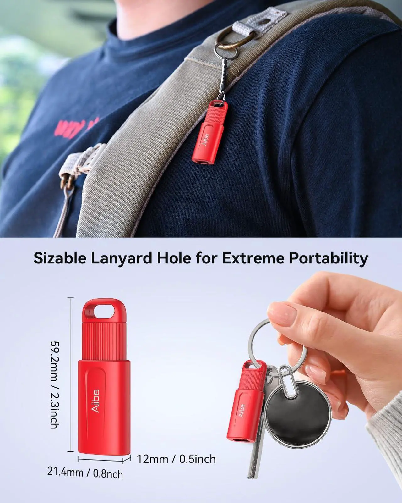 Alt view image 5 of 5 - Aiibe 128GB USB Flash Drive 5 Pack - Colorful Keychain Thumb Drives with USB 2.0 Connection