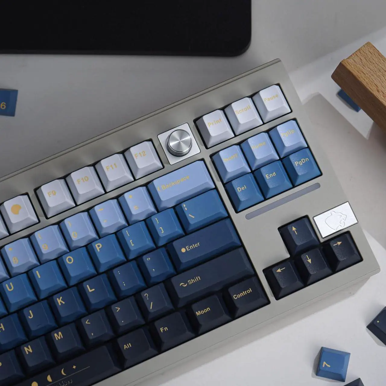 Alt view image 2 of 5 - mintcaps PBT Keycaps 130 Keys Moon Cherry Profile Keycap Set Custom DYE-Sub Cute Keycaps for 60% 65% 70% 75% Cherry Gateron MX Switches Mechanical Keyboard
