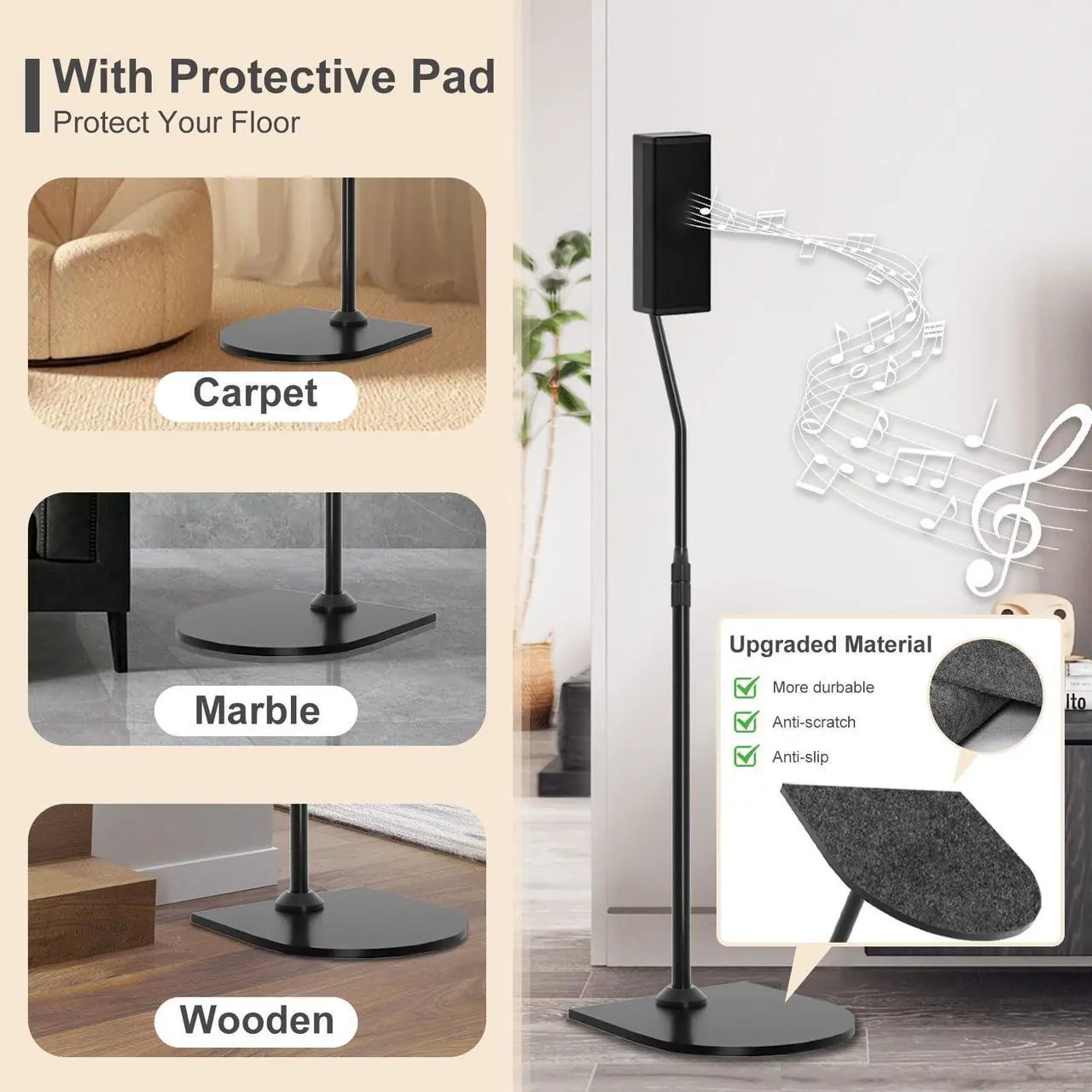 Alt view image 5 of 5 - Adjustable Speaker Stand Pair for Bose Built in Cable Management wr Slideconnect Bracket, for UB-20, UFS-20 II, Lifestyle 600, CineMate II, Lifestyle SoundTouch, Acoustimass Series Bose Speaker Stands