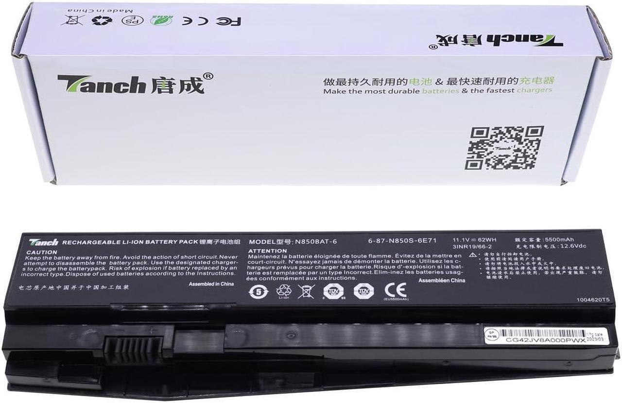 Main image of Tanch Laptop Battery N850BAT-6 Replacement for CLEVO N850S N850HC N850HK N850HJ1 N855HJ N850 N850HK N870HK1 N850HN N870EK1 N870HJ 11.1V 5300mAh 62Wh
