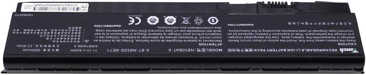 Alt view image 2 of 5 - Tanch Laptop Battery N850BAT-6 Replacement for CLEVO N850S N850HC N850HK N850HJ1 N855HJ N850 N850HK N870HK1 N850HN N870EK1 N870HJ 11.1V 5300mAh 62Wh