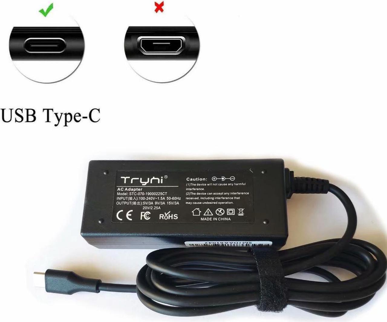 Alt view image 4 of 6 - Laptop Charger Power Adapter for Lenovo Chromebook C340-11 Type 81TA, 100e Chromebook 1st Gen Type 81ER, 300e Chromebook Type 81H0 (2nd Gen) Type 81M9 USB Type C AC Adapter Power Supply Cord NEW