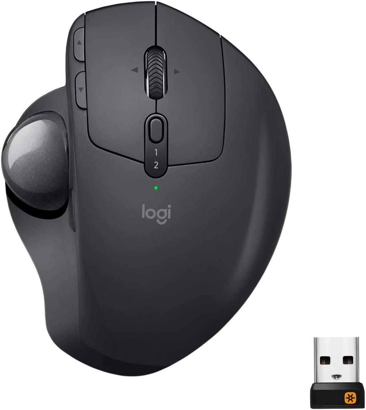 MX Ergo Wireless Trackball Mouse ? Adjustable Ergonomic Design Control and Move Text/Images/Files Between 2 Windows and Apple Mac Computers (Bluetooth or USB) Rechargeable Graphite black