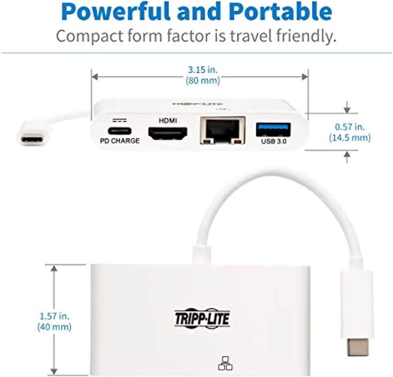 Alt view image 6 of 7 - Tripp Lite Usb C To Hdmi Multiport Video Adapter Converter 4K W/ Usb-A Hub, Usb-C Pd Charging Port & Gigabit Ethernet Port, Thunderbolt 3 Compatible, Usb Type C, Usb Type-C (U444-06N-H4gu-C),White
