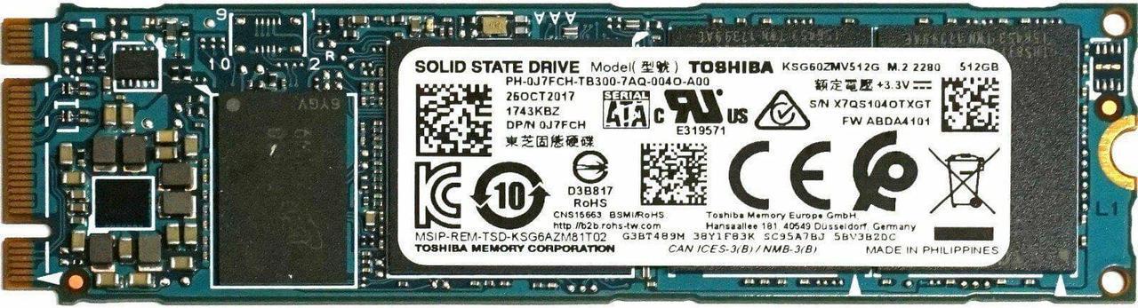 Main image of Dell J7fch Toshiba 512Gb Sata M.2 Solid State Drive Ksg60zmv512g Ssd