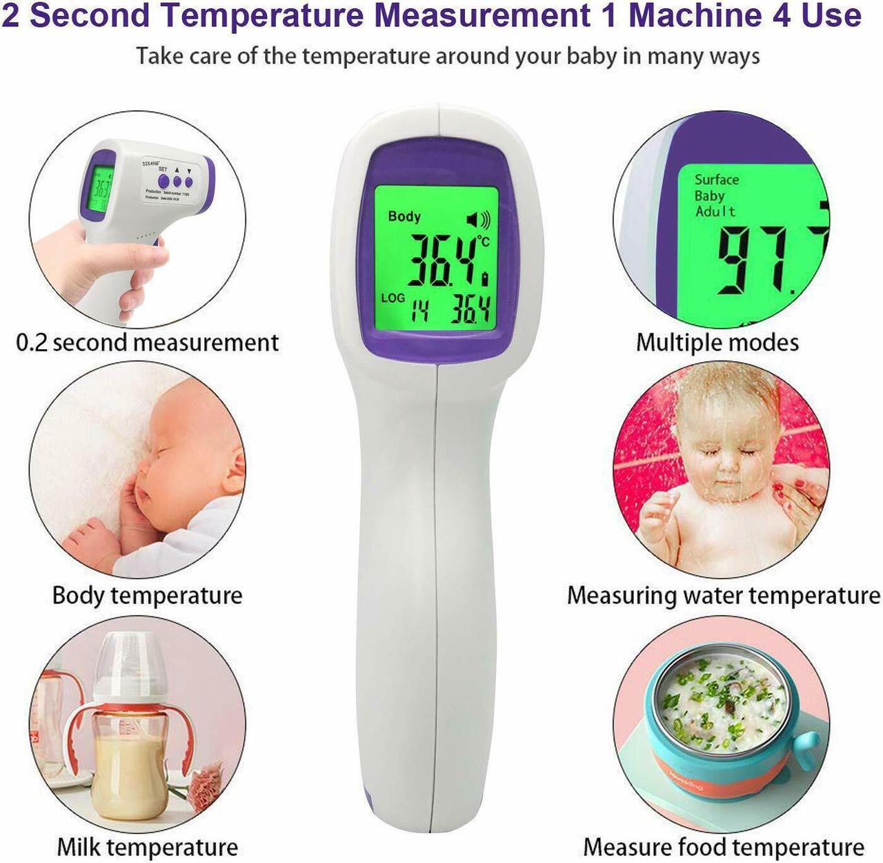 Alt view image 5 of 6 - Medical NON-CONTACT Body Forehead IR Infrared Laser Digital Thermometer