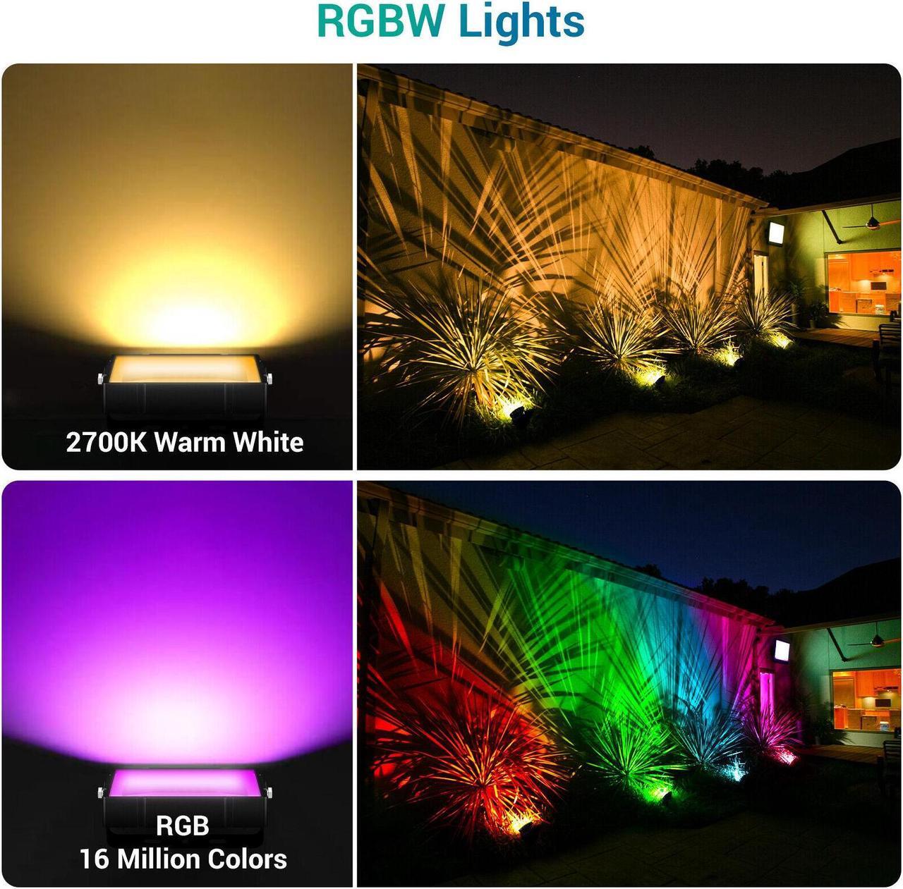 Alt view image 4 of 6 - 6-Pack RGB Flood Light Outdoor Smart WiFi Landscape Spotlight Garden Christmas