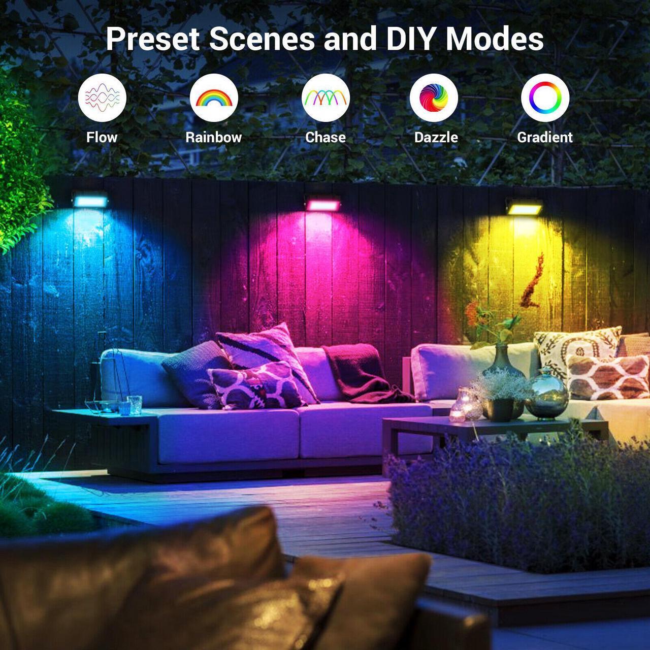 Alt view image 6 of 6 - 6-Pack RGB Flood Light Outdoor Smart WiFi Landscape Spotlight Garden Christmas