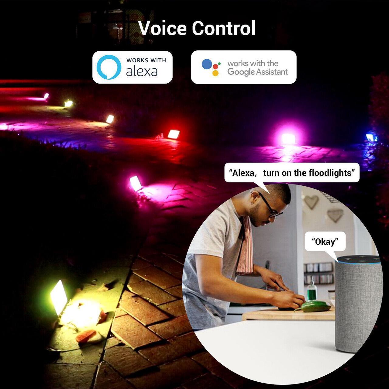 Alt view image 3 of 6 - 6-Pack RGB Flood Light Outdoor Smart WiFi Landscape Spotlight Garden Christmas