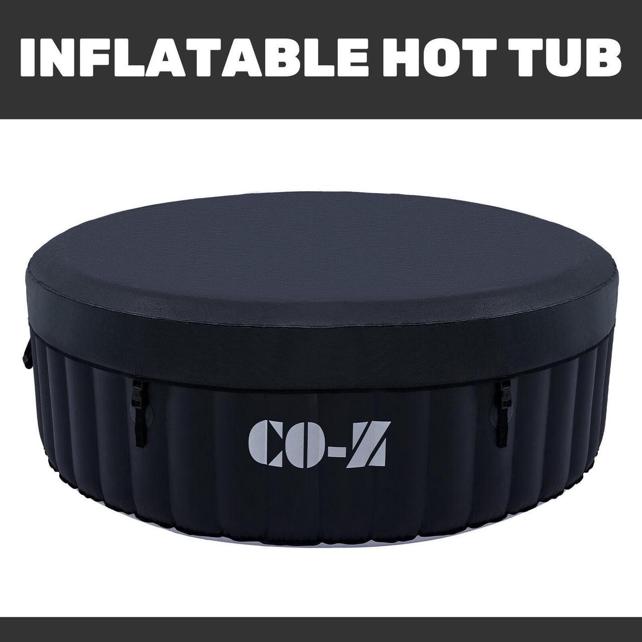 Main image of Iatable Spa Tub with 120 Air Jets Heater Electric Pump Outdoor Hot Tub Black