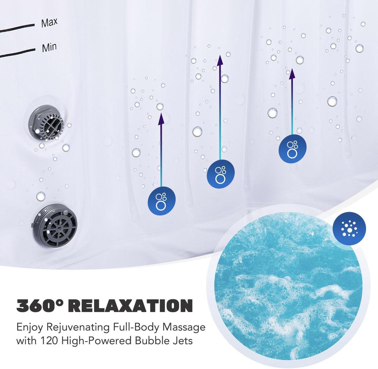 Alt view image 3 of 5 - Iatable Spa Tub with 120 Air Jets Heater Electric Pump Outdoor Hot Tub Black