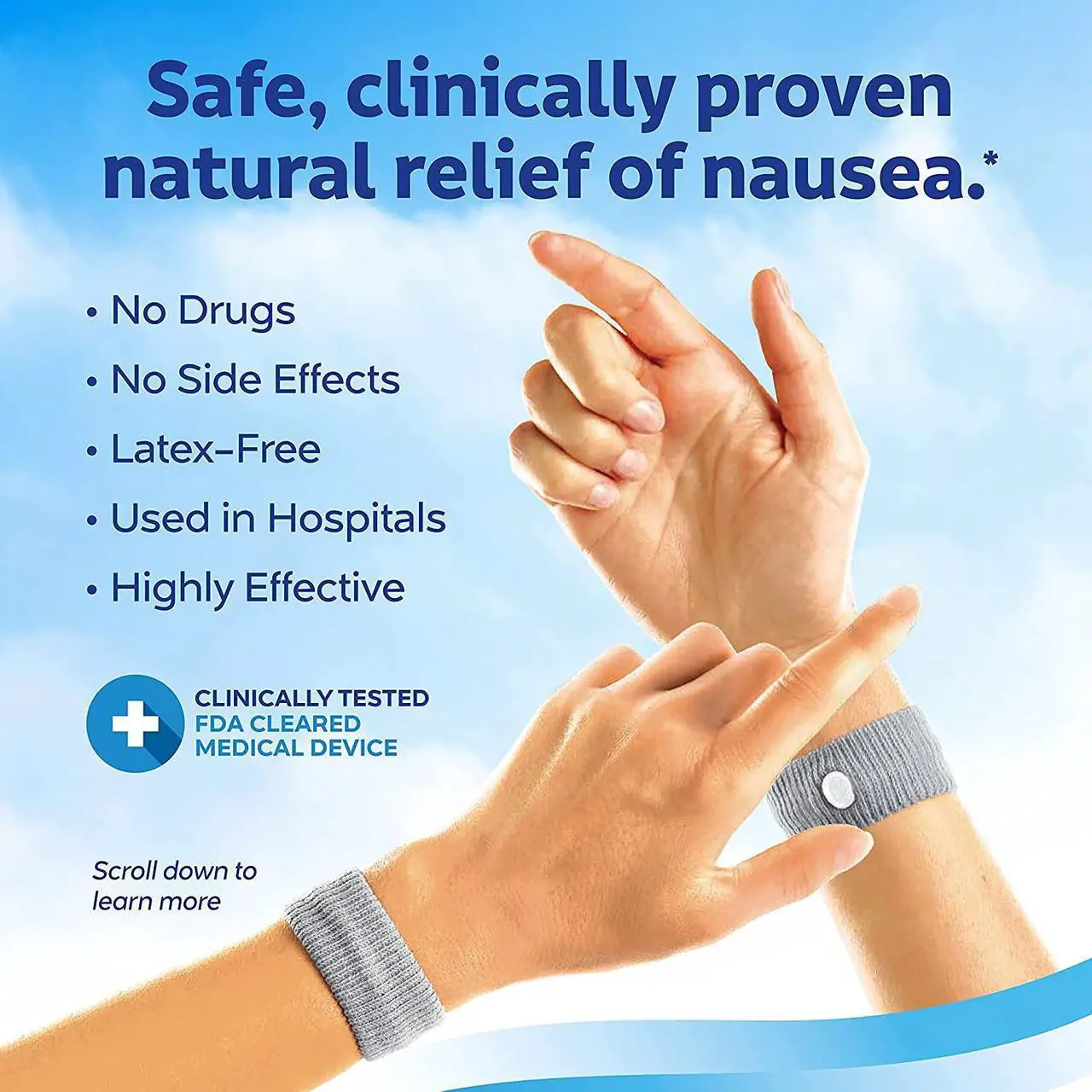 Alt view image 3 of 6 - Anti-Nausea Acupressure Wristband for Motion  Morning Sickness