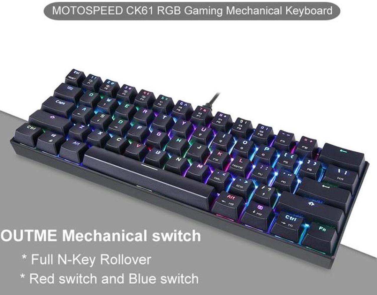 Alt view image 6 of 7 - MOTOSPEED CK61 61 Keys  Wired Mechanical Keyboard RGB Backlight with 14 Lighting Effects, Cable Length: 1.5m BOX Shaft