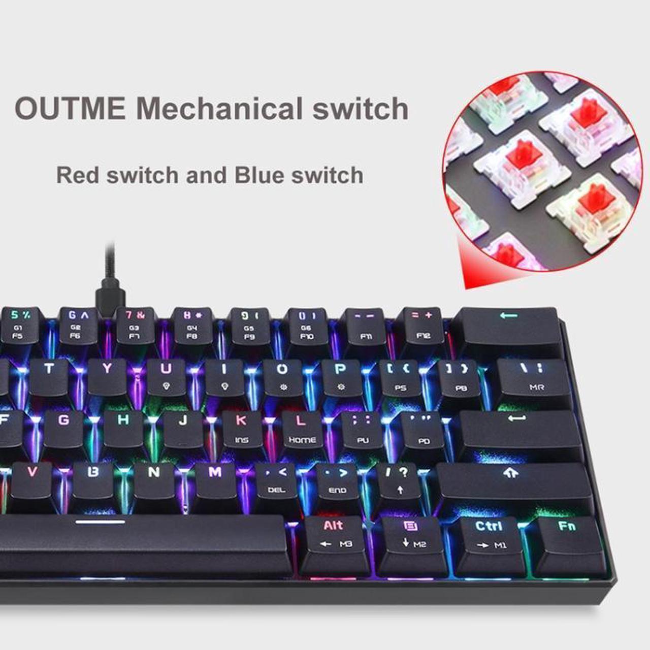 Alt view image 7 of 7 - MOTOSPEED CK61 61 Keys  Wired Mechanical Keyboard RGB Backlight with 14 Lighting Effects, Cable Length: 1.5m BOX Shaft