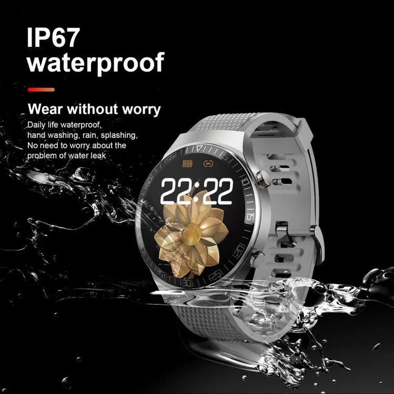 Alt view image 7 of 7 - M88 Smart Watch for Men, Support Heart Rate / Blood Pressure / Oxygen Monitoring & Sleep Monitoring & Sedentary Reminder (Silver)