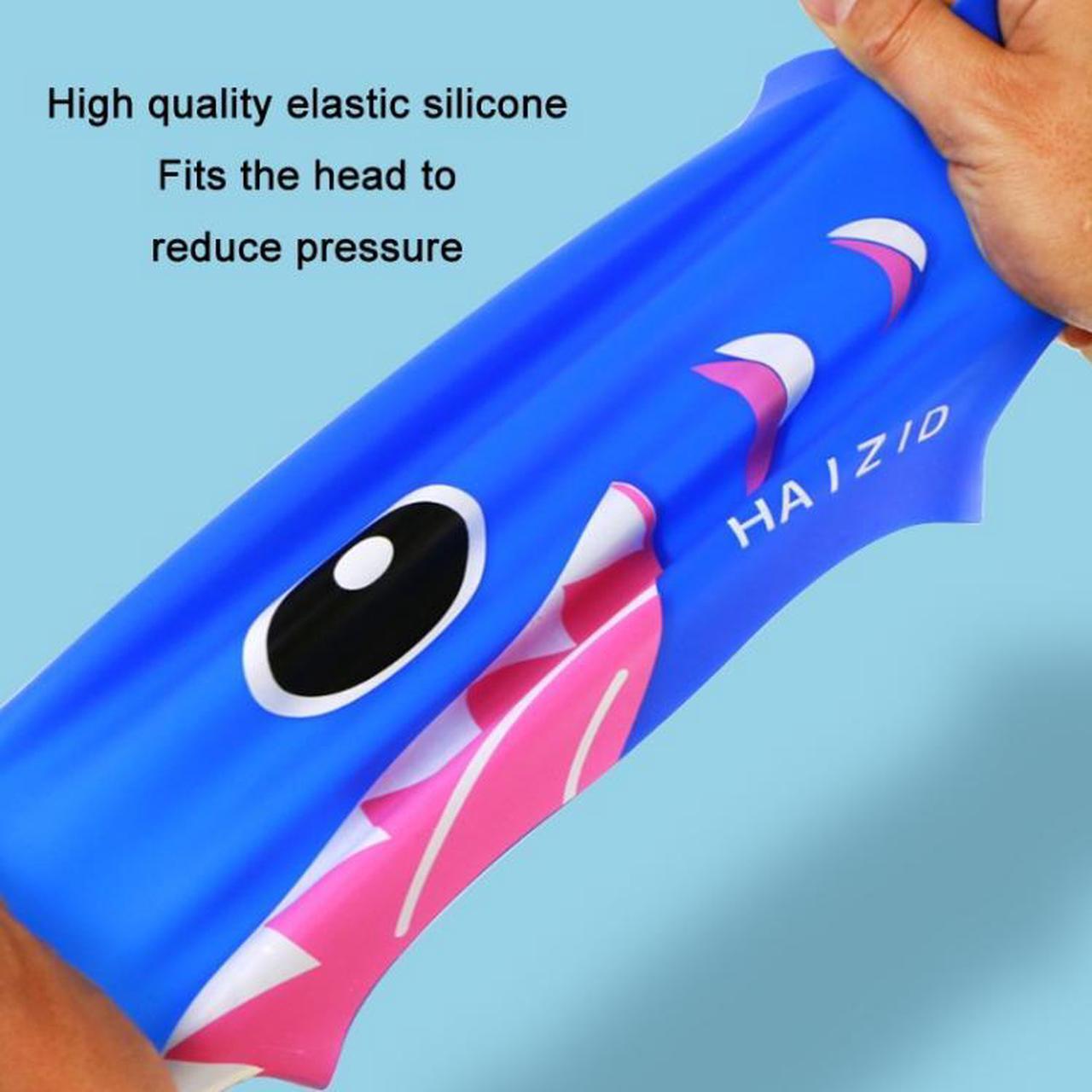 Alt view image 5 of 7 - HAIZID Cute Cartoon Waterproof Silicone Children Swimming Cap HAIZID (Fish Scales Rose Red Pink) (Fish Scales Rose Red Pink)