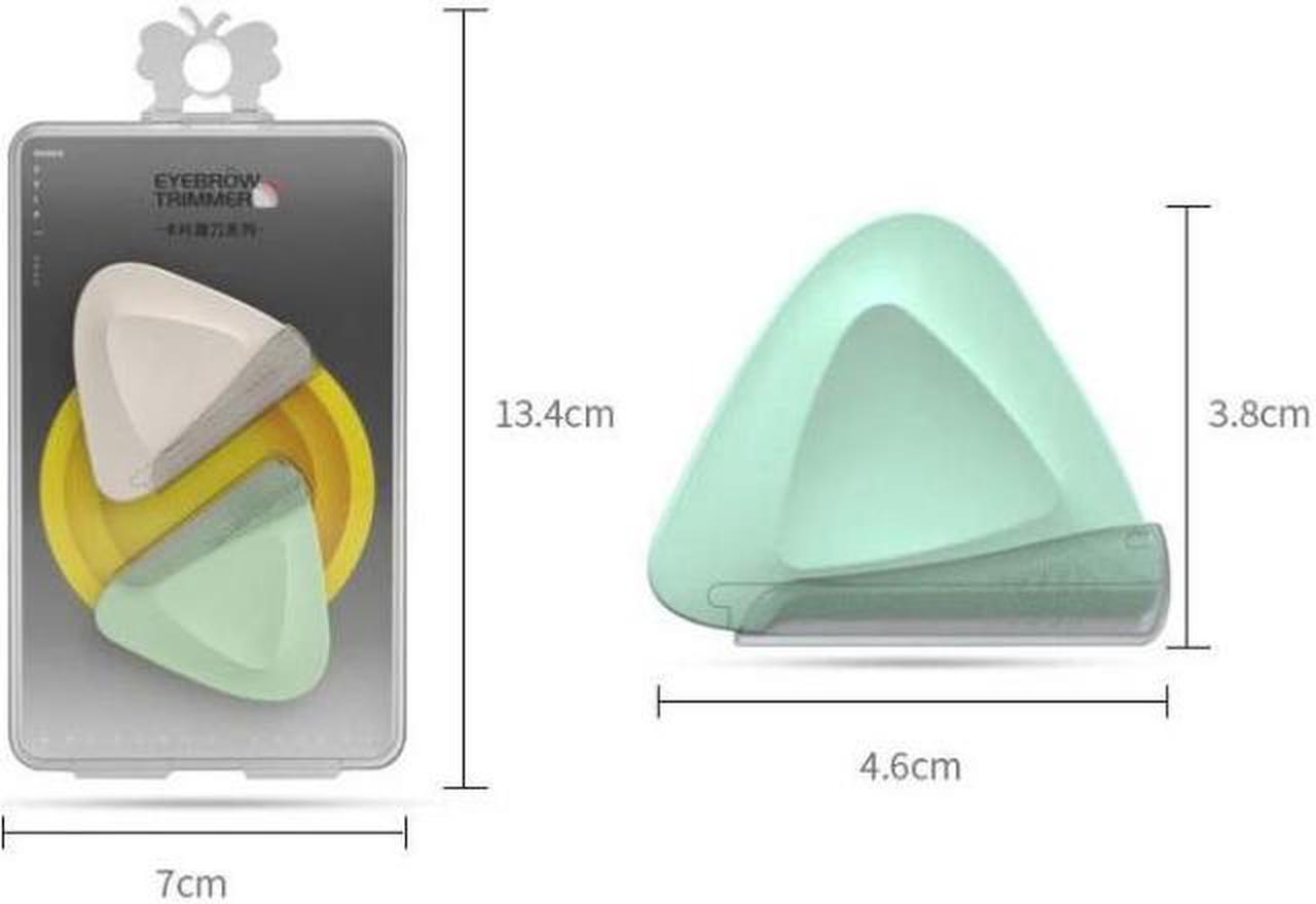 Alt view image 3 of 7 - 2 PCS/Box Small Triangular Eyebrow Trimmer 2 PCS Purple + Green (Purple + Green)