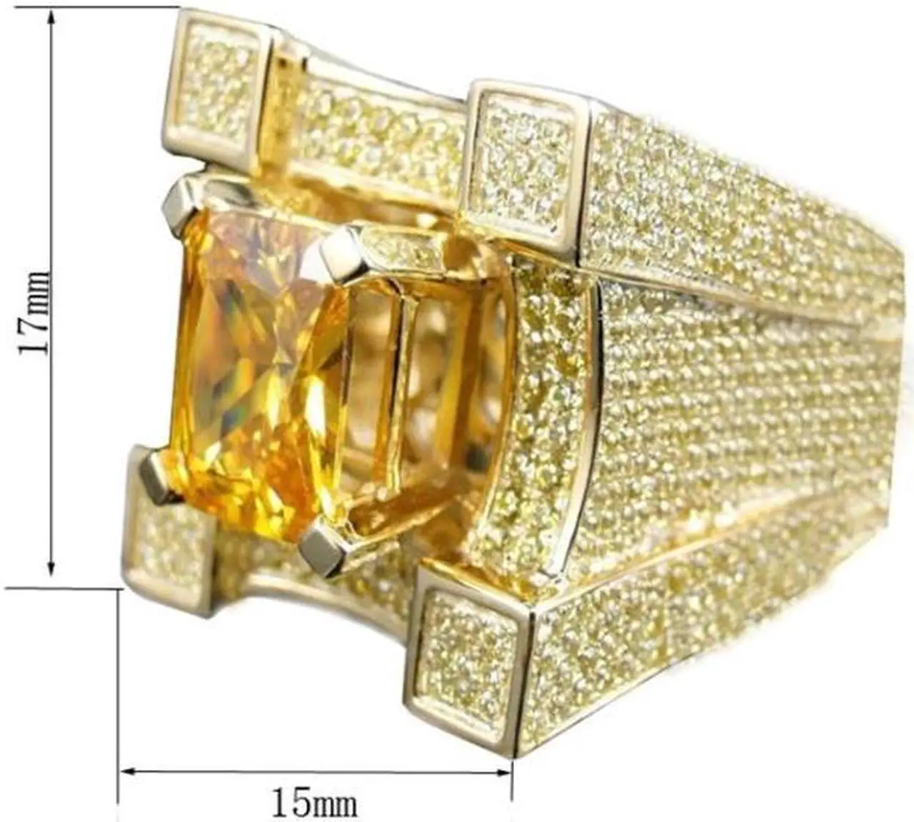 Alt view image 5 of 7 - Men Luxurious Microencrusted Zircon Ring (Gold)