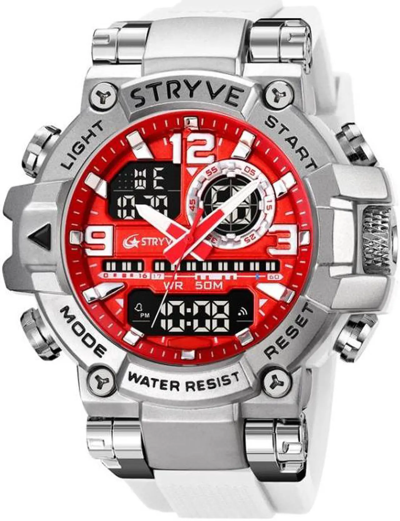 Main image of STRYVE S8025 Sports Night Light Electronic Waterproof Watch Multifunctional Student Watch (Silver White)