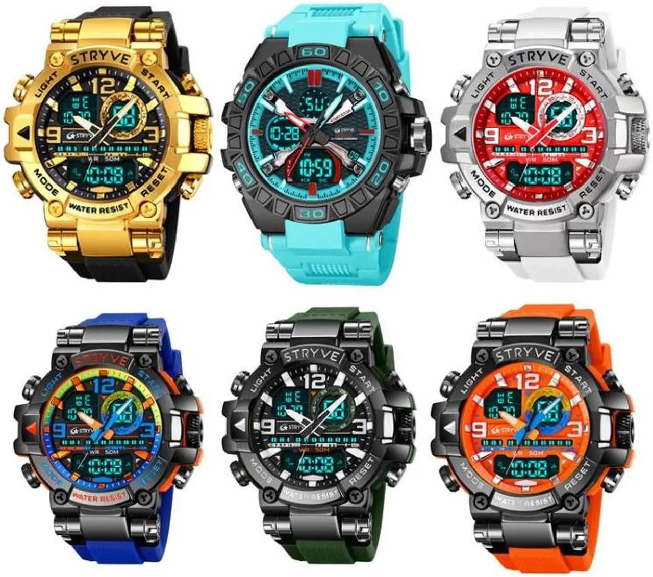 Alt view image 2 of 7 - STRYVE S8025 Sports Night Light Electronic Waterproof Watch Multifunctional Student Watch (Silver White)