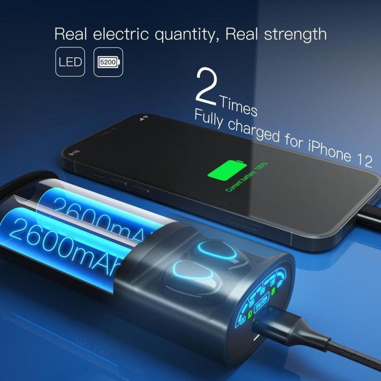 Alt view image 3 of 7 - JAKCOM TWS2 Bluetooth 5.0 2 In 1 True Wireless Bluetooth Earphone Power Bank (Red)
