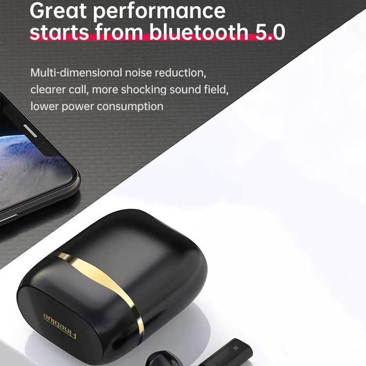 Alt view image 6 of 7 - Fineblue J1 Pro Bluetooth 5.0 TWS Wireless Bluetooth Earphone (Black)