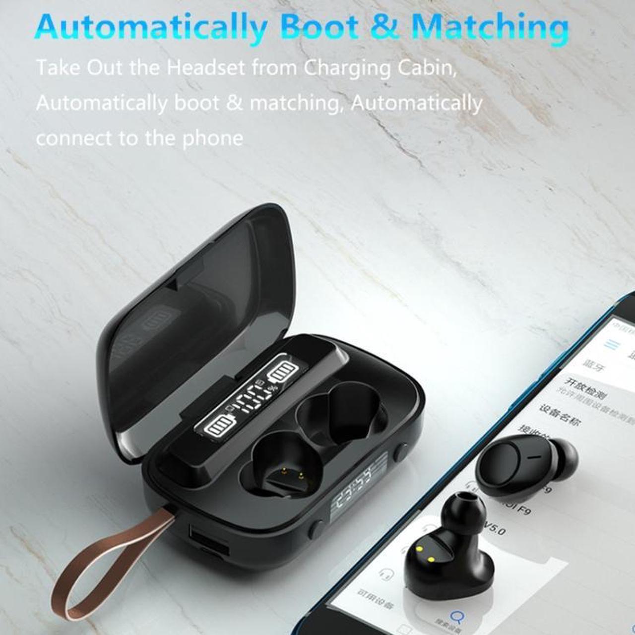 Alt view image 4 of 7 - A13 TWS CVC8.0 and DSP Dual Noise Cancelling Touch Bluetooth Earphone with Charging Box, Support LED Digital Display & Clock & Flashlight & HD Call & Siri & Power Bank (Black)