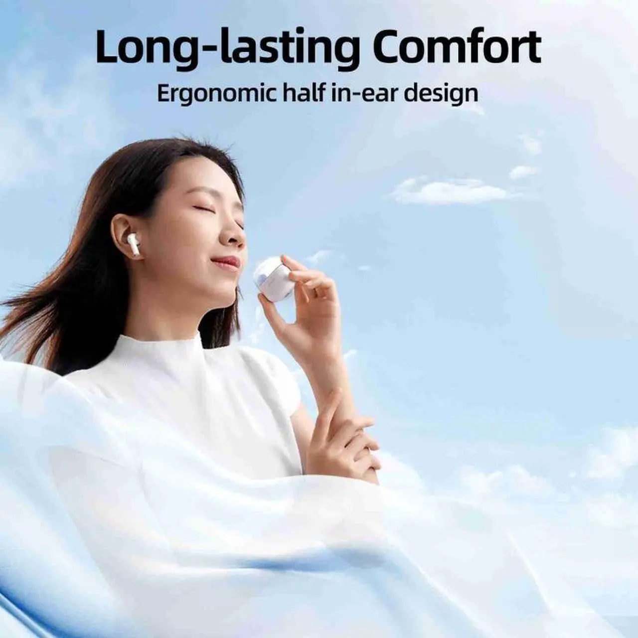 Alt view image 2 of 7 - JOYROOM JR-PB2 Jpods Series TWS Half In-ear Bluetooth Wireless Earphone (White)