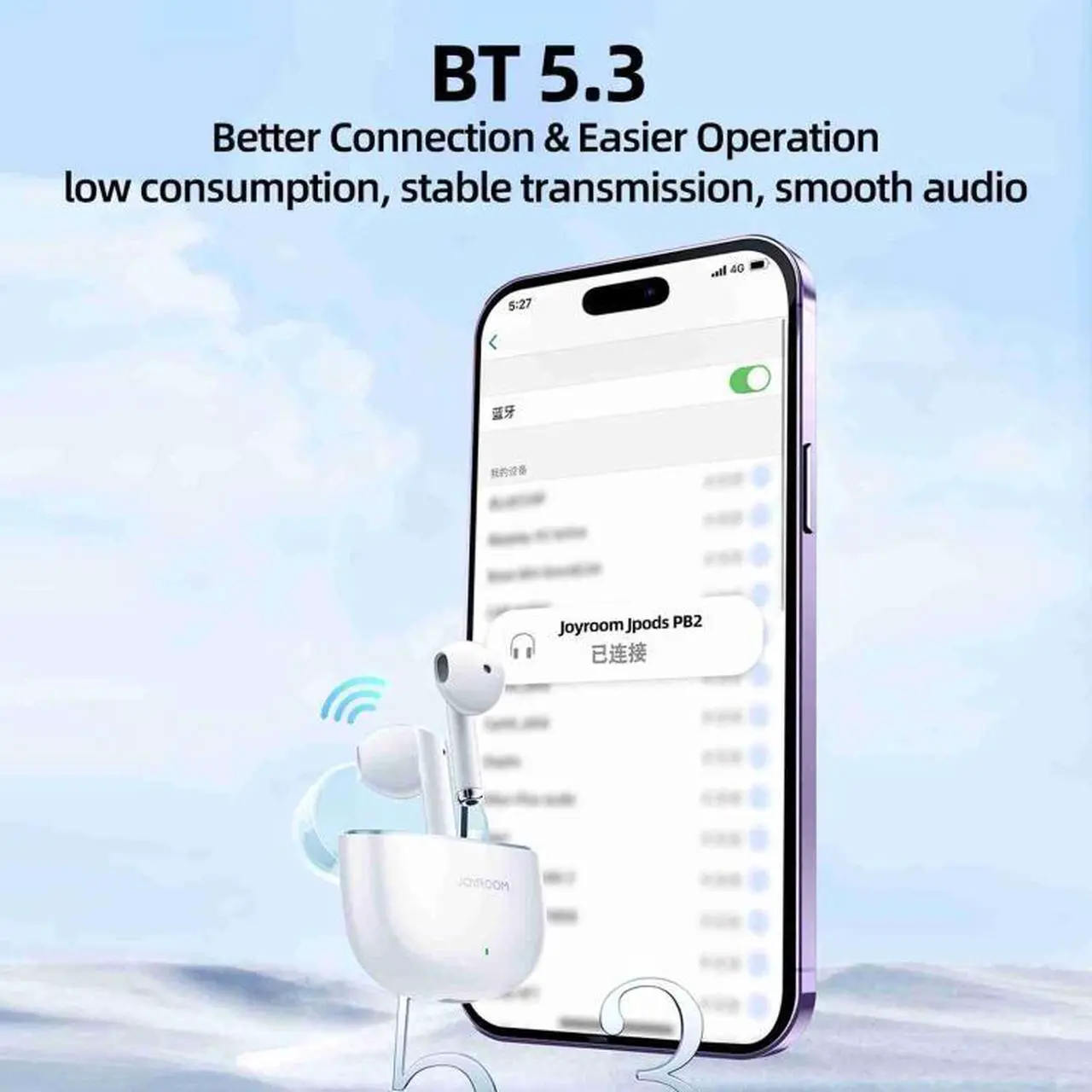 Alt view image 5 of 7 - JOYROOM JR-PB2 Jpods Series TWS Half In-ear Bluetooth Wireless Earphone (White)