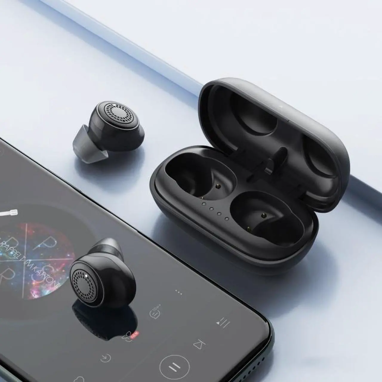 Alt view image 3 of 6 - REMAX TWS-2S Bluetooth 5.0 Stereo True Wireless Bluetooth Earphone with Charging Box(Black) (Black)