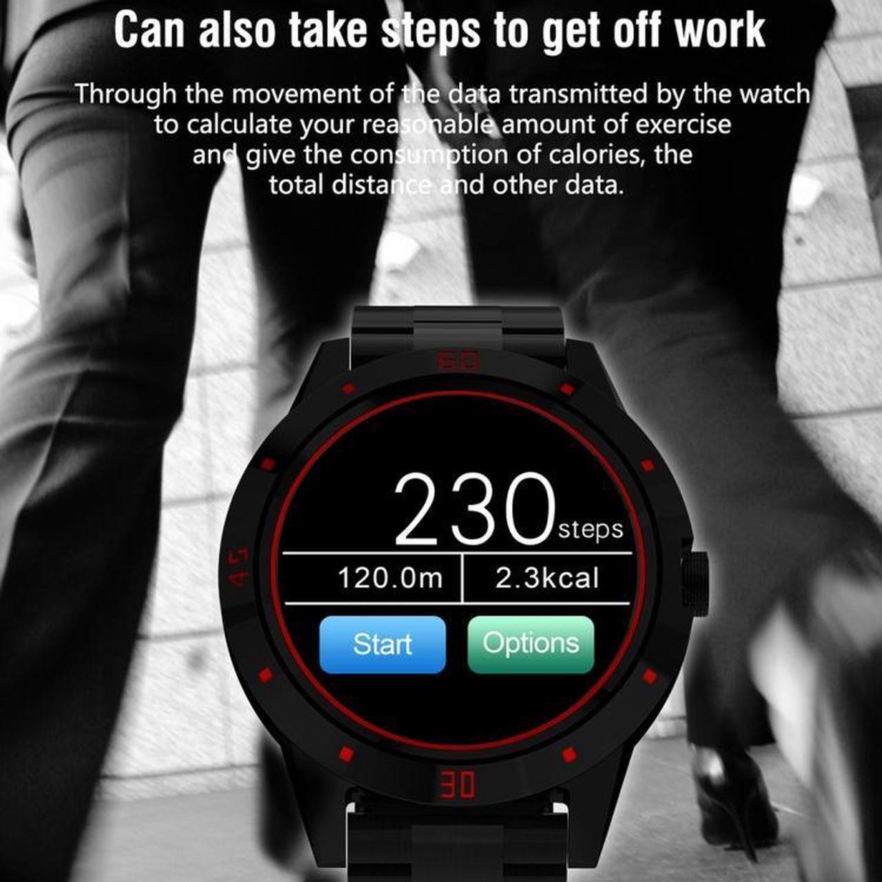 Alt view image 6 of 7 - N6 Smart Watch 1.3 inch TFT Screen MTK2502C Bluetooth4.0, Stainless Steel Watch Strap, Support Heart Rate Monitor & Pedometer & Sleep Monitor & Sedentary Reminder (Black)