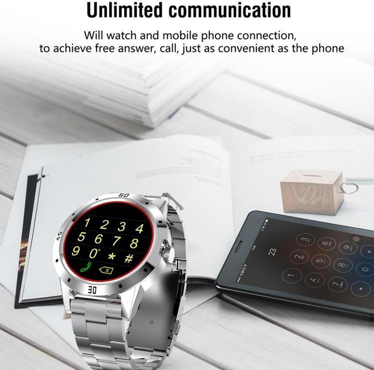 Alt view image 7 of 7 - N6 Smart Watch 1.3 inch TFT Screen MTK2502C Bluetooth4.0, Stainless Steel Watch Strap, Support Heart Rate Monitor & Pedometer & Sleep Monitor & Sedentary Reminder (Black)