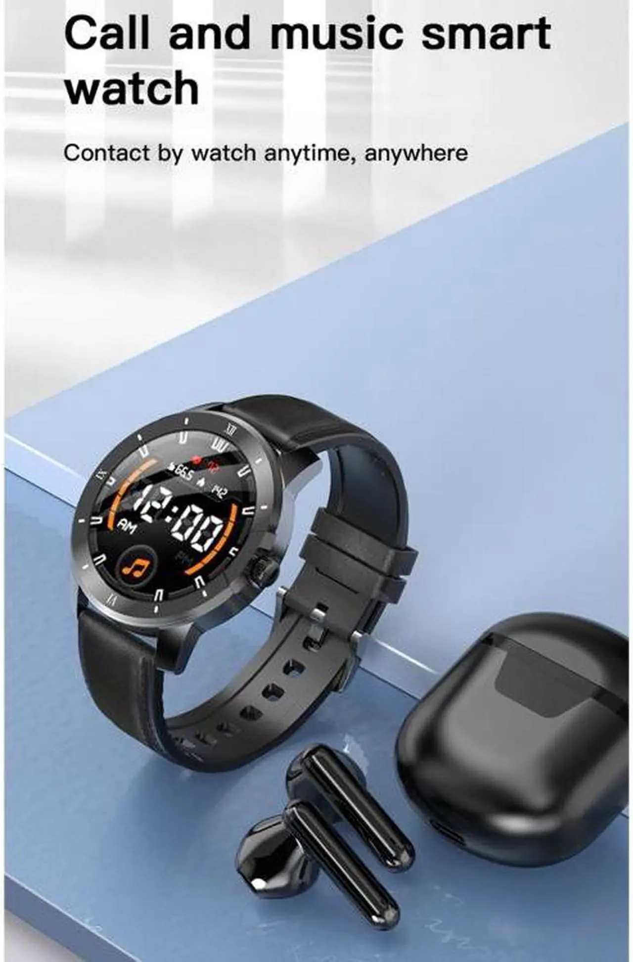 Alt view image 2 of 7 - MX12 1.3 inch IPS Color Screen IP68 Waterproof Smart Watch, Support Bluetooth Call / Sleep Monitoring / Heart Rate Monitoring, Style: Leather Strap Leather Strap (Black)