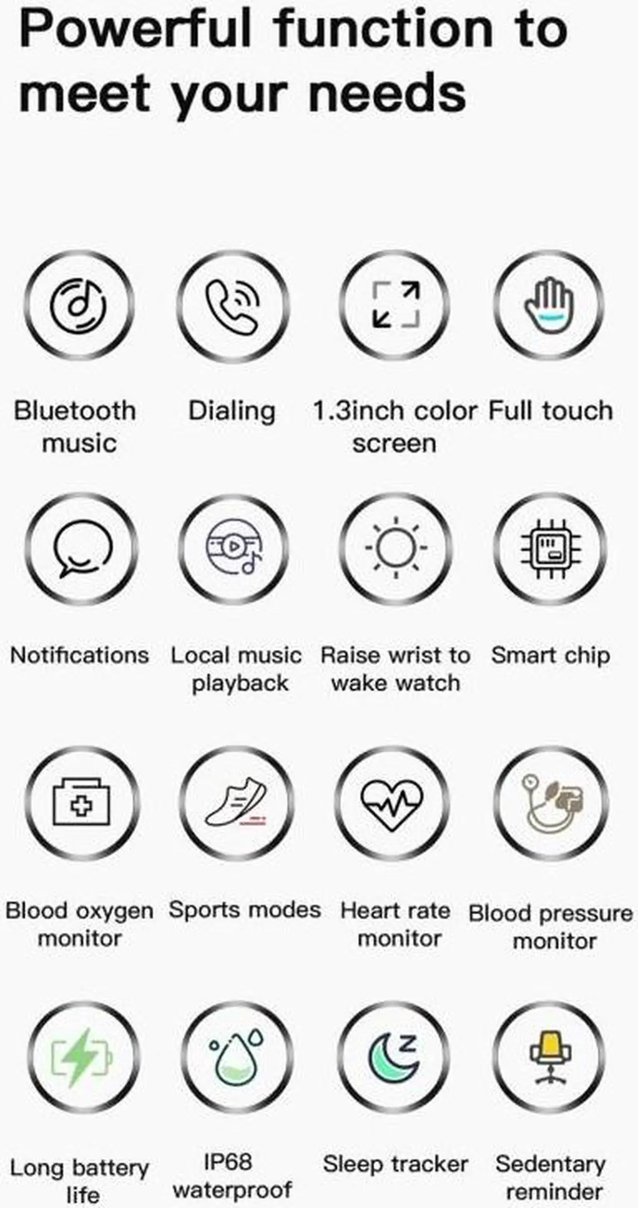 Alt view image 4 of 7 - MX12 1.3 inch IPS Color Screen IP68 Waterproof Smart Watch, Support Bluetooth Call / Sleep Monitoring / Heart Rate Monitoring, Style: Leather Strap Leather Strap (Black)