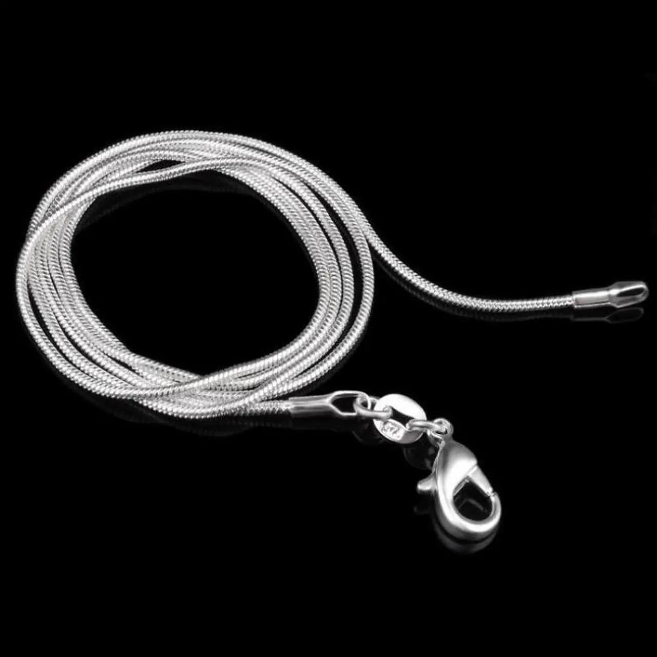 Main image of Silver-plated Snake Bone Chain Necklace Female Thin Necklace 1mm 24 inch