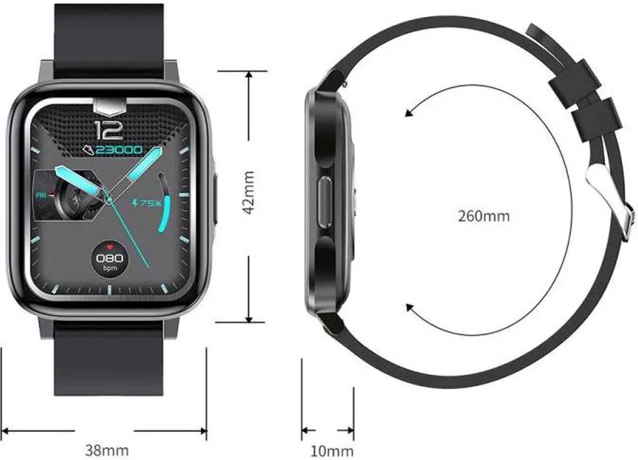 Alt view image 3 of 7 - F60 1.7 inch TFT Touch Screen IP68 Waterproof Smart Watch, Support Body Temperature Monitoring / Heart Rate Monitoring / Blood Pressure Monitoring (Red)
