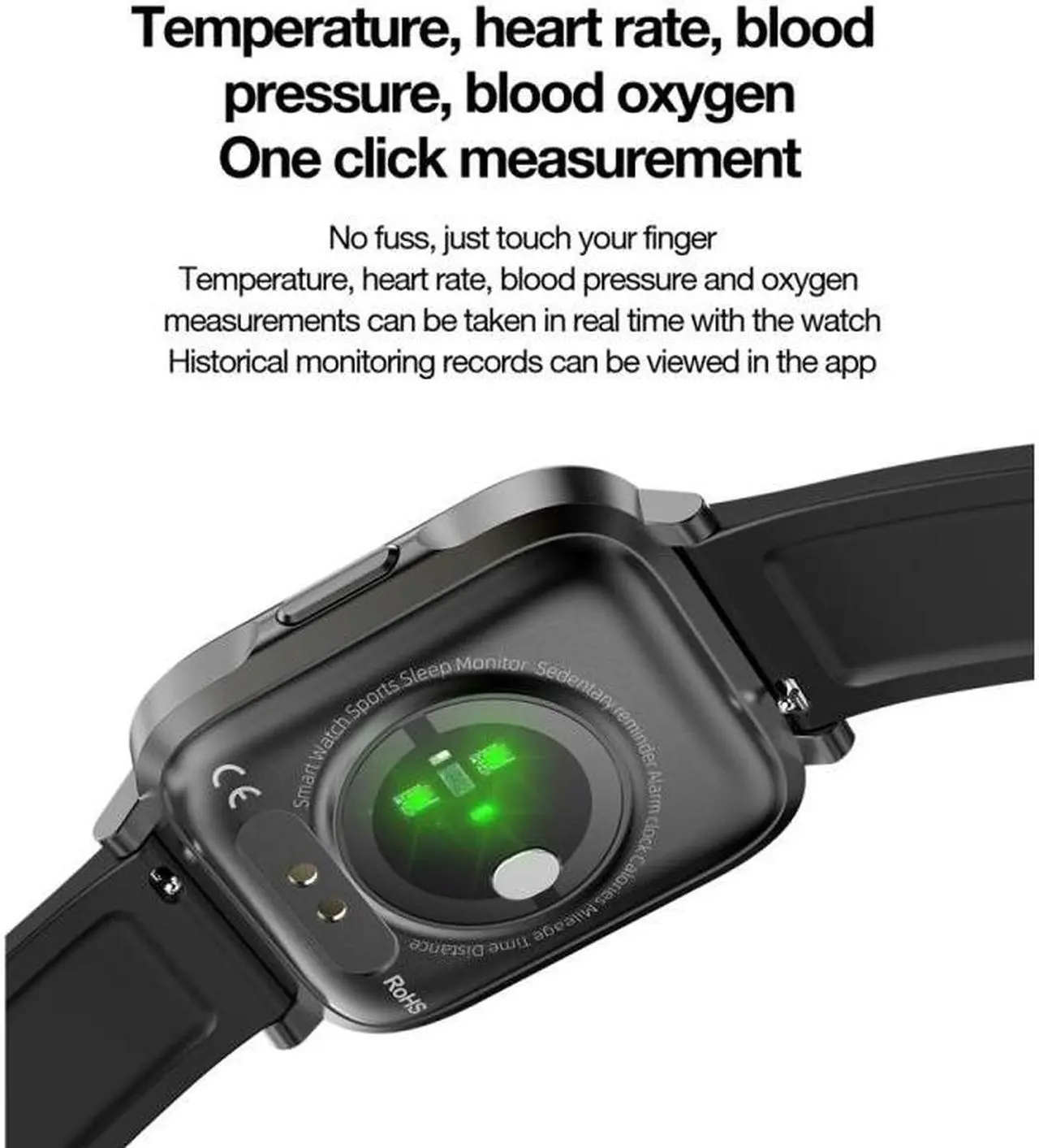 Alt view image 4 of 7 - F60 1.7 inch TFT Touch Screen IP68 Waterproof Smart Watch, Support Body Temperature Monitoring / Heart Rate Monitoring / Blood Pressure Monitoring (Red)