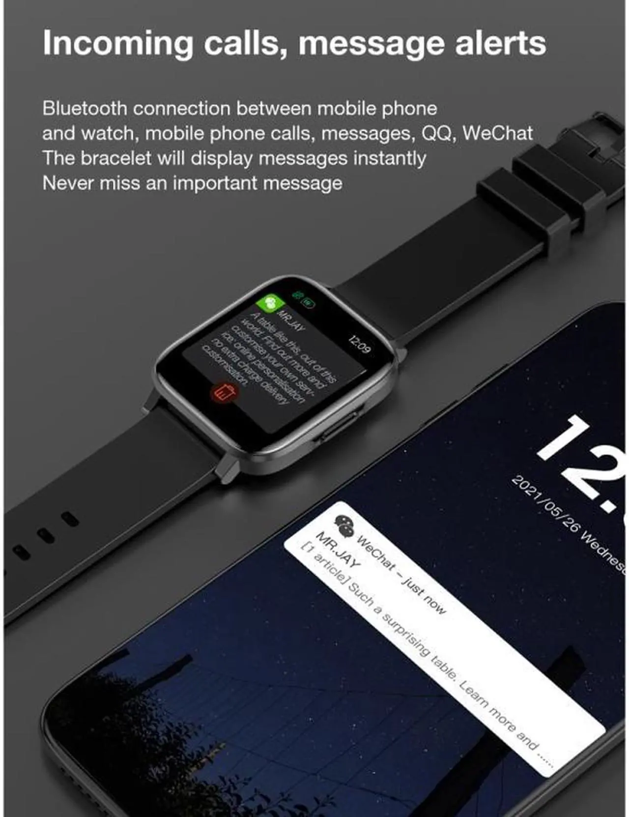 Alt view image 7 of 7 - F60 1.7 inch TFT Touch Screen IP68 Waterproof Smart Watch, Support Body Temperature Monitoring / Heart Rate Monitoring / Blood Pressure Monitoring (Red)