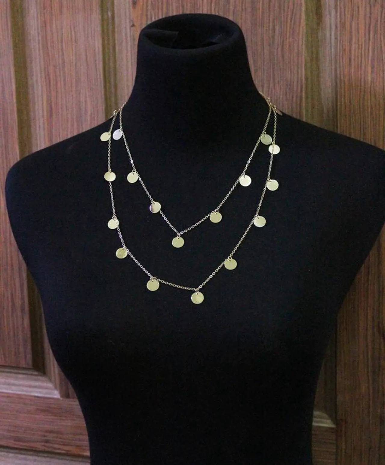 Alt view image 5 of 6 - Women Fashion Wafer Long Necklace (Gold)