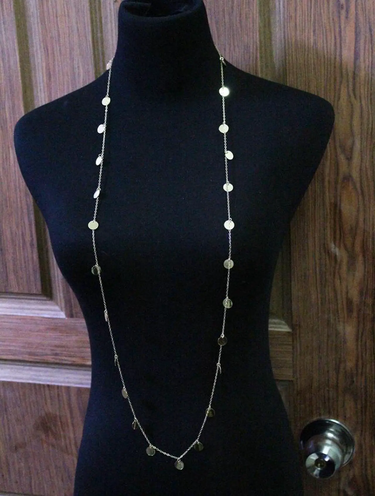 Alt view image 6 of 6 - Women Fashion Wafer Long Necklace (Gold)