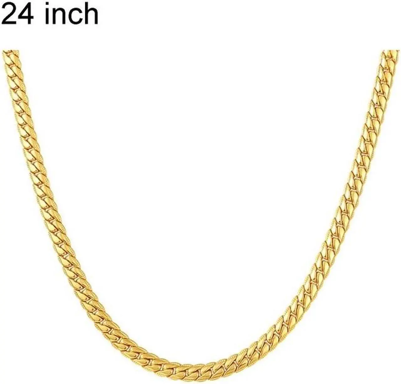 Main image of 2 PCS 5mm Full Sideways Gold Plated Necklace Fashion Jewelry, Specification: 24 inch (60cm), Size:24 inch (60cm)